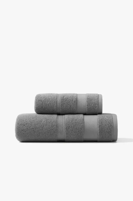 Set of 2 soft absorbent cotton bath towels Soldes