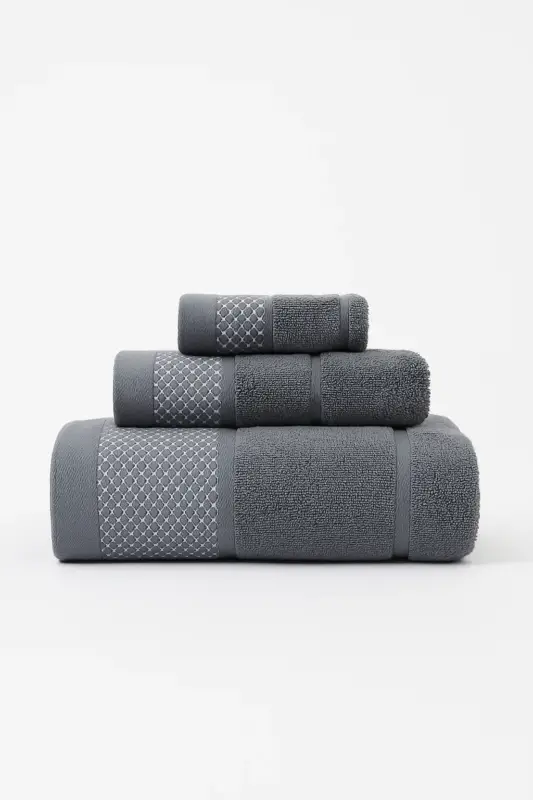 Set of 3 thick cotton absorbent bath towels Certifié