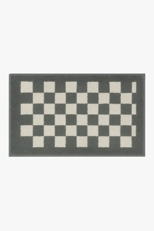 Soft checkered bath mat absorbent microfibre Prix Réduit