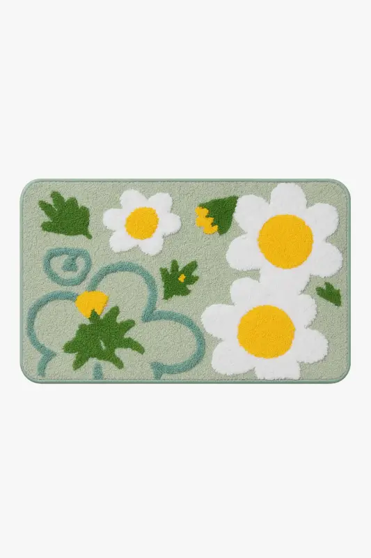 Tapis de bain floral doux absorbant microfibre antidérapant Offre Du Jour