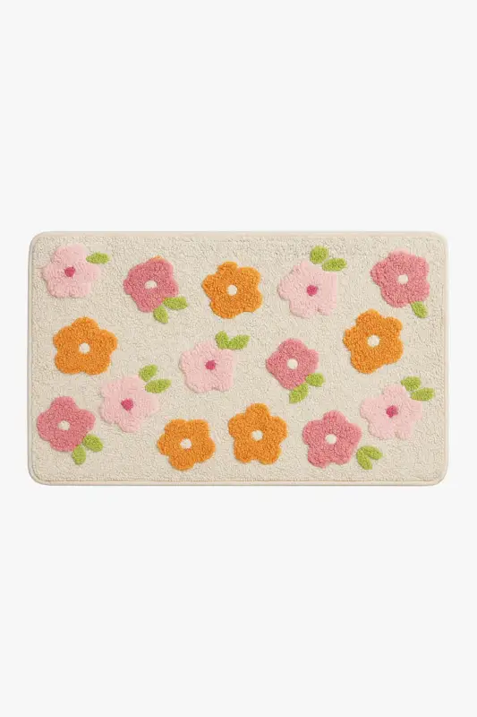 Cartoon style floral bath mat absorbent non-slip Vente Flash