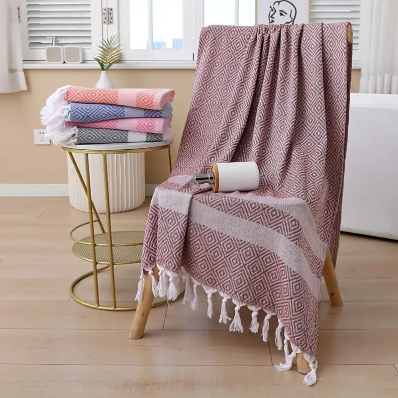 Turkish cotton beach towel with printed design 180cm Certifié