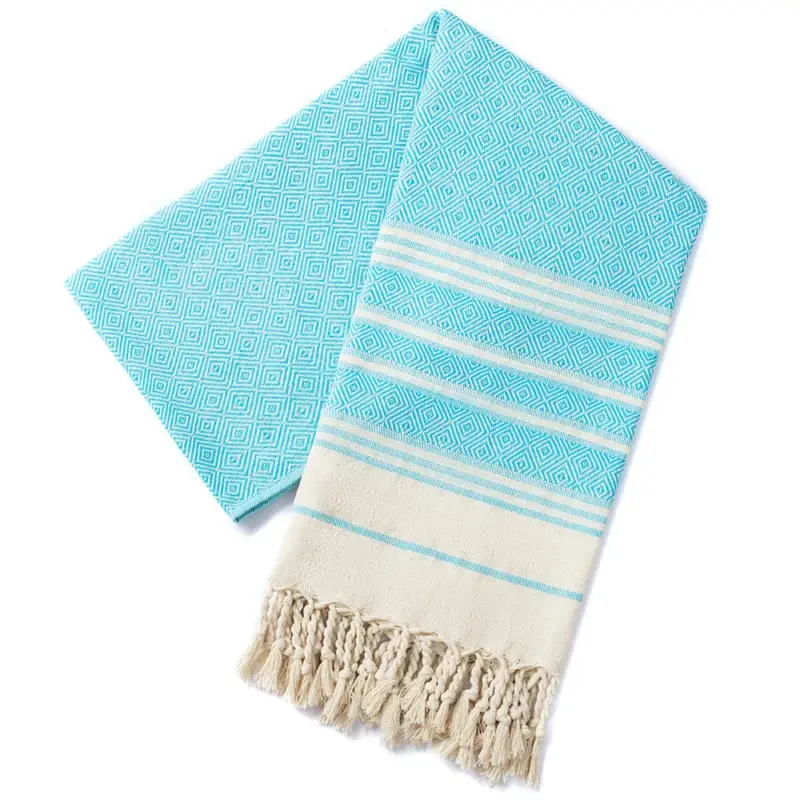 Dernier Modèle Turkish cotton beach towel with diamond pattern, quick-dry
