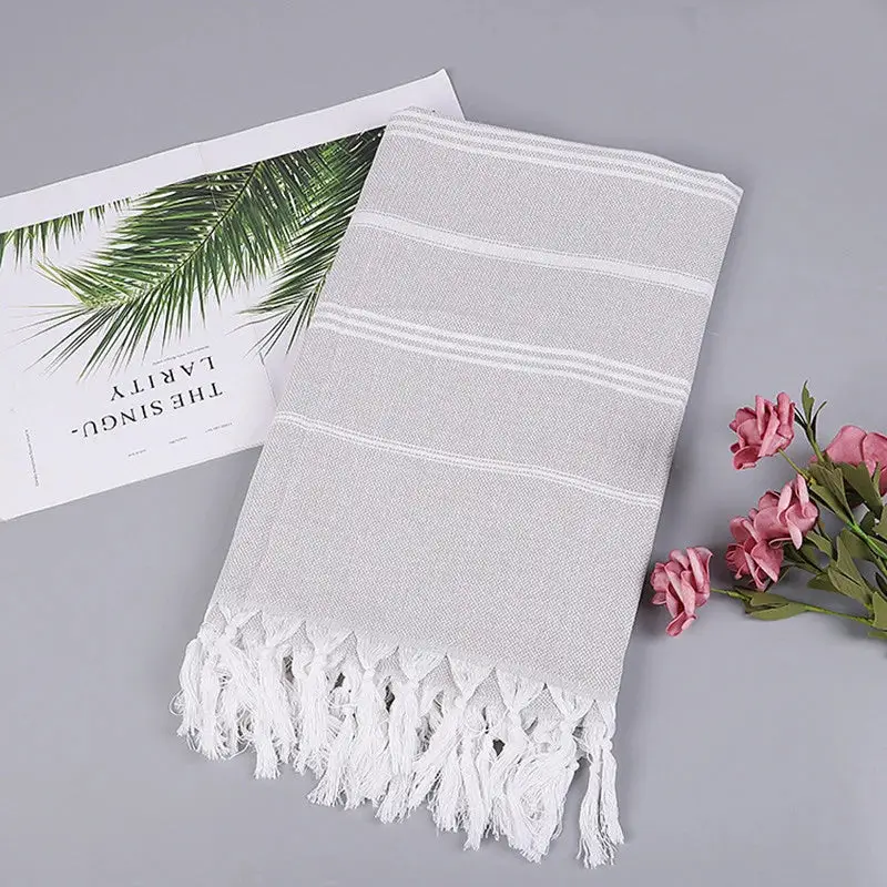 Meilleure Vente Turkish cotton beach towel with fringes quick drying