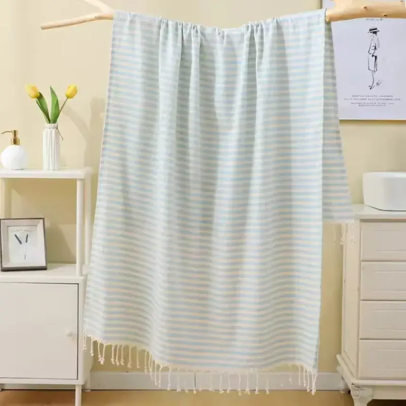 Large turkish beach towel with stripes and tassels Promotion