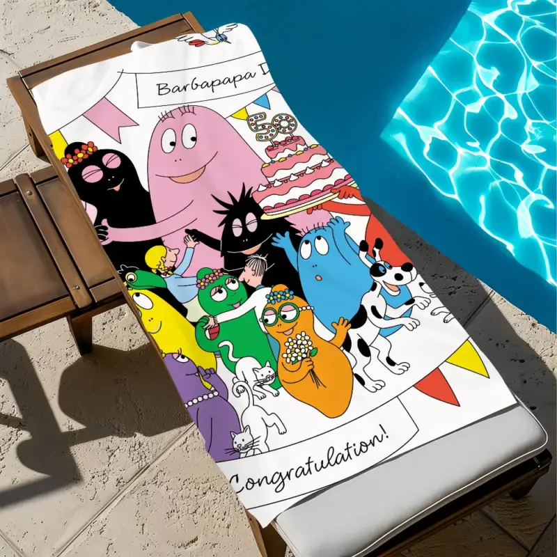 Expédié Aujourd'hui Barbapapa cartoon quick-dry beach towel