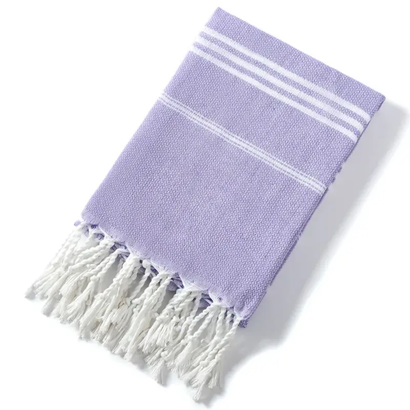 Bon Plan Turkish beach towel with stripes and fringes, quick drying