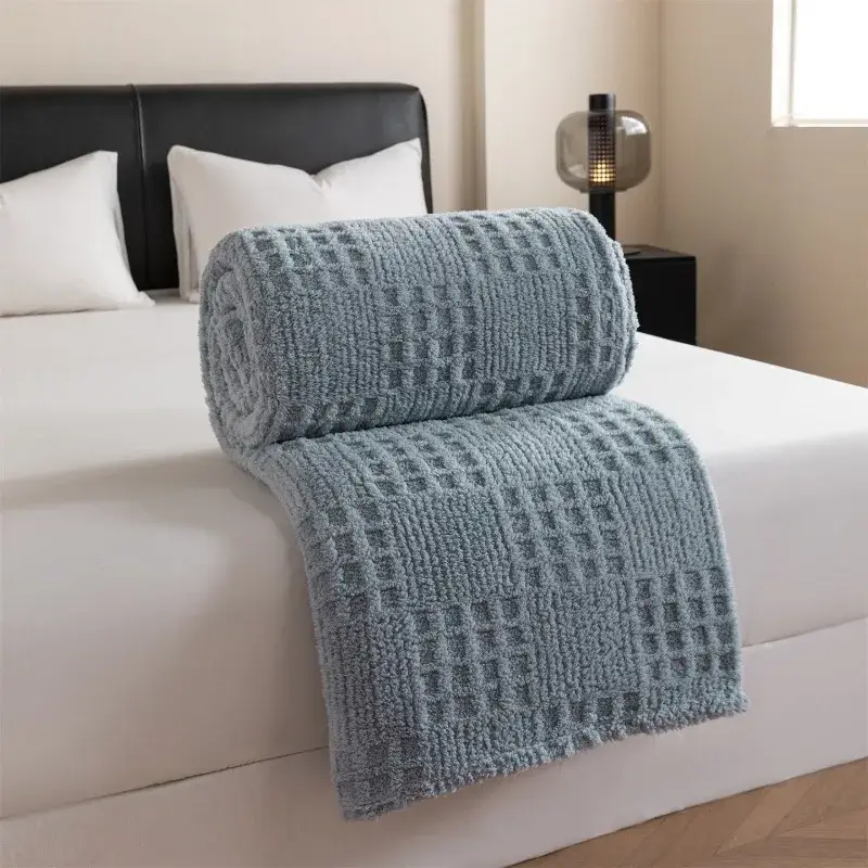 Dernière Chance Soft jacquard waffle throw minimalist style for sofa