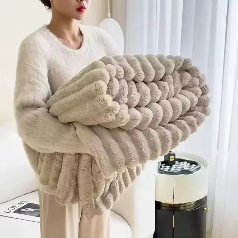 Pas Cher Thick soft coral fleece throw for bed