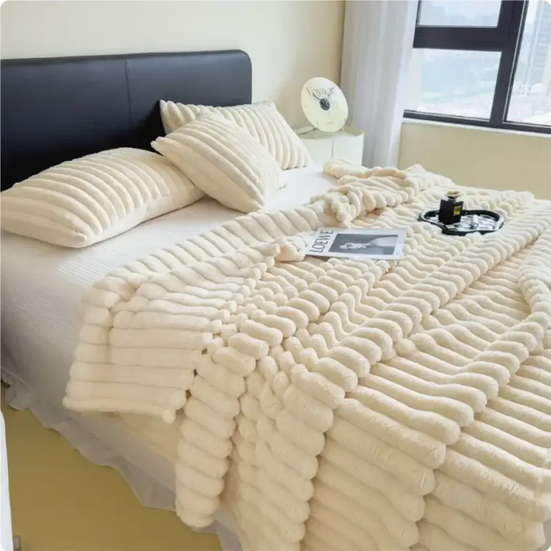 Prix Réduit Soft thick winter fleece throw blanket decorative style