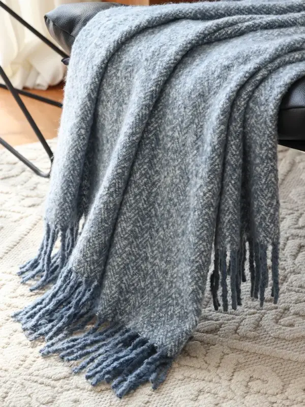 American style knitted throw blanket, shawl for sofa or bed Prix Réduit