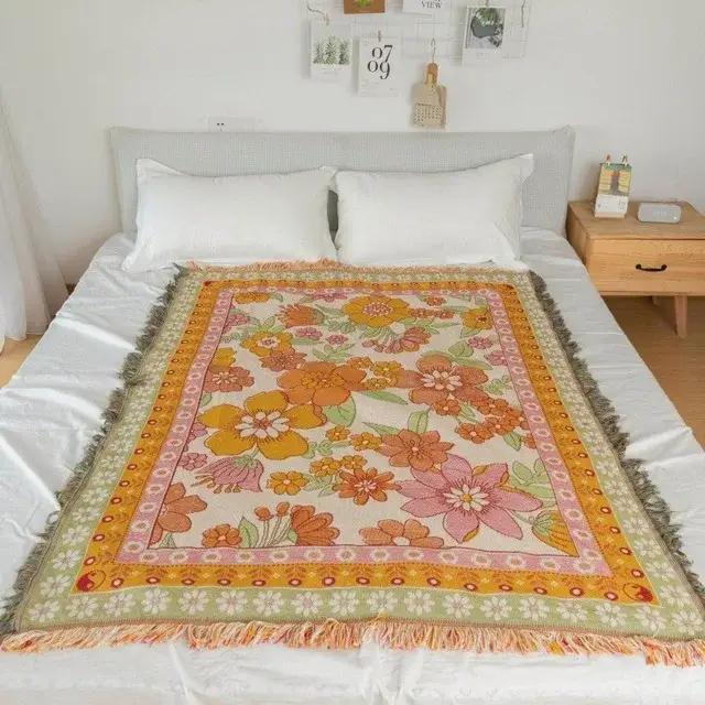 Plaid bohème tricoté motif carte du monde salon Satisfait Ou Remboursé