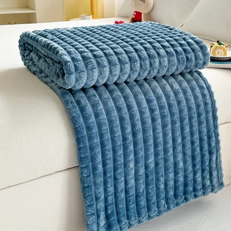 Faux fur effect flannel check throw for sofa winter Nouvel Arrivage