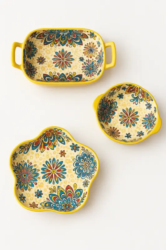 Meilleure Vente Bohemian ceramic fish plate with double handles
