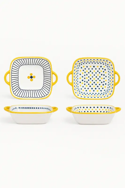 Must-Have Set of 4 japanese-style ceramic plates with relief 20 cm