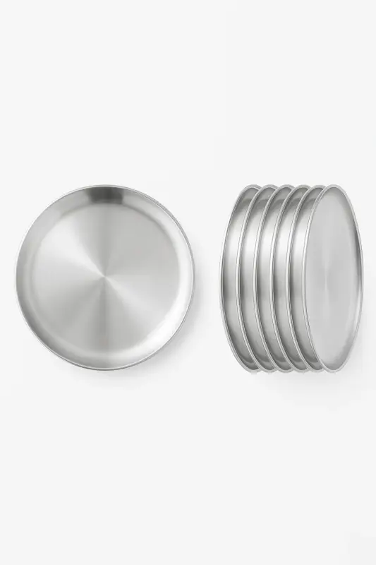 Paiement Sécurisé Set of 6 stainless steel plates for barbecue and kitchen