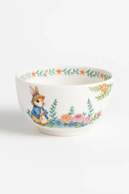 Ceramic plate with pumpkin and rabbit garden motif Expédié Aujourd'hui