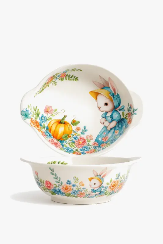 Offre Spéciale Ceramic plate with pumpkin and rabbit garden design