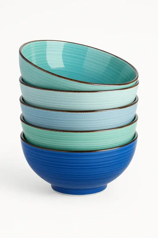Stoneware dinnerware set with geometric pattern 6 or 12 pieces Produit De Marque