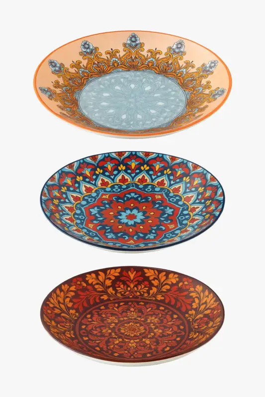 Bohemian ceramic dinner plates with artistic patterns Soldes