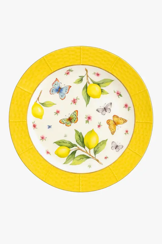 Mediterranean-style ceramic plate with lemon motif for kitchen Satisfait Ou Remboursé