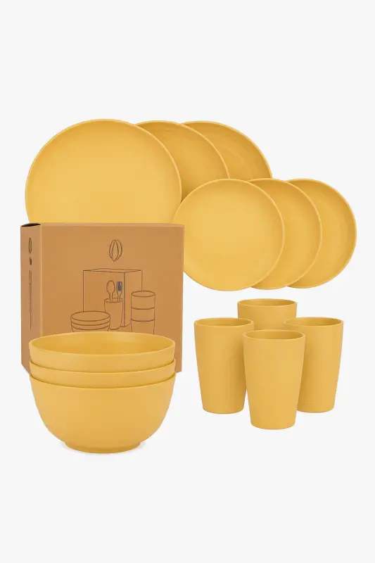 Unbreakable wheat straw tableware set for camping Nouvelle Collection