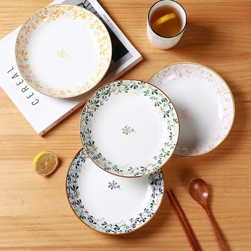 Set of 4 floral ceramic plates 20 cm Offre Limitée