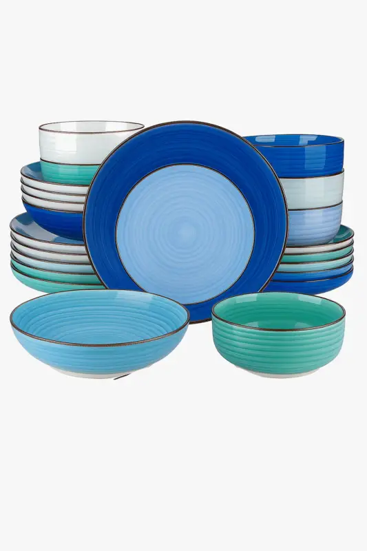 Marque Hand-painted spiral pattern ceramic dinnerware set