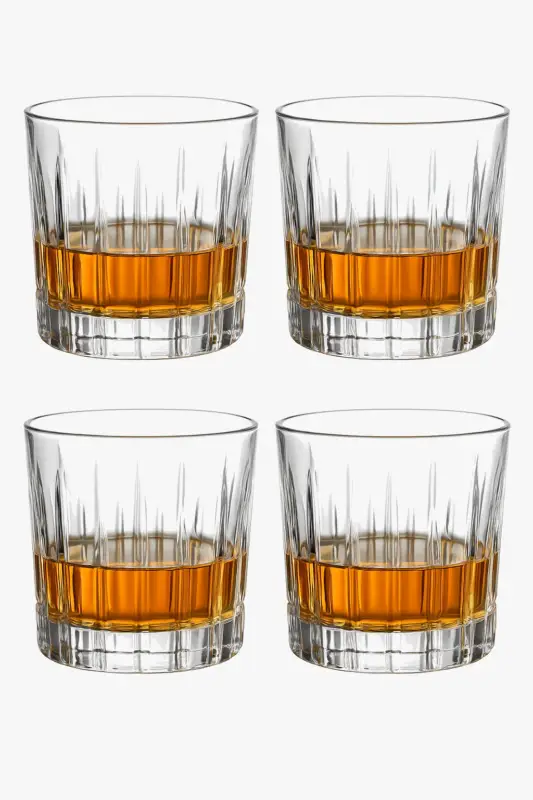 Quantité Limitée Set of 4 vintage relief thick whisky glasses