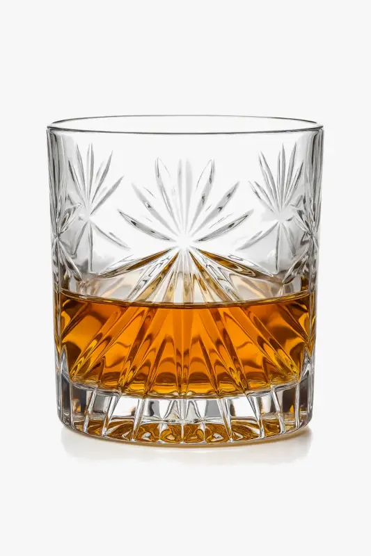 Set of 4 faceted whisky glasses, durable design Certifié