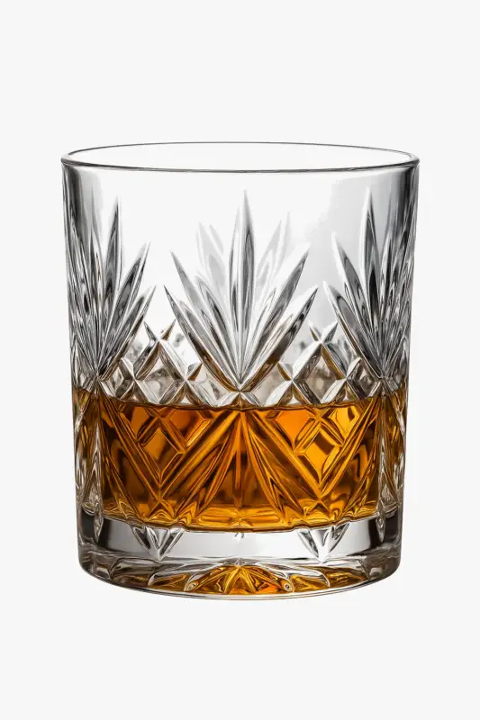 Nouveauté Old fashioned crystal-style whisky glass with elegant relief