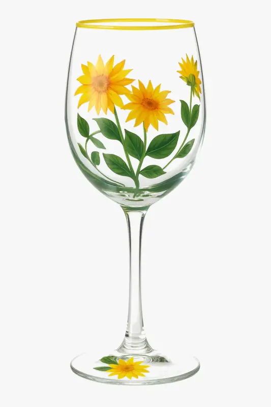 Verres à vin hauts motifs floraux dessinés main Offre Exclusive