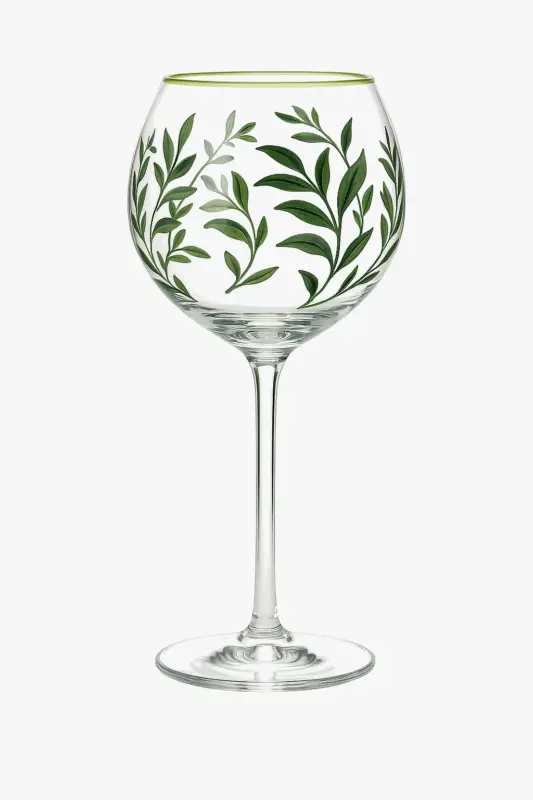 Marque Tall wine glasses with hand-drawn floral pattern