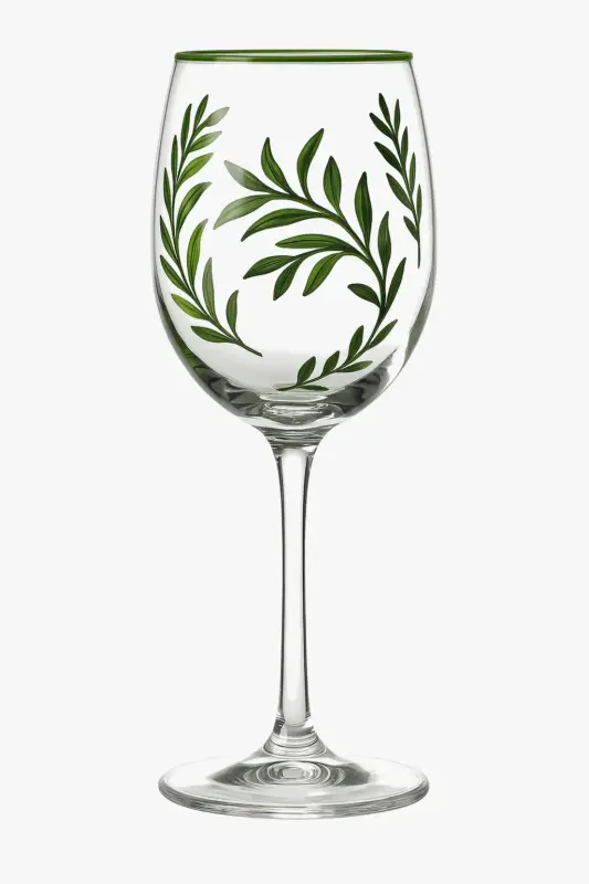 Achat Immédiat Set of three hand-painted floral wine glasses