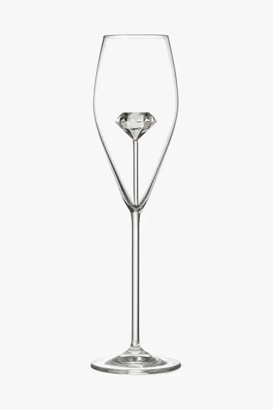Certifié Elegant diamond design double wall champagne glass