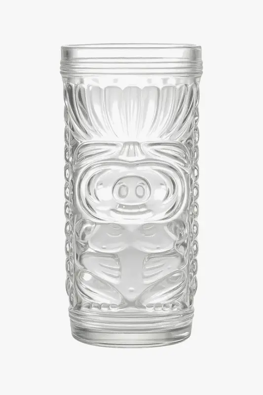 Affaire À Saisir Glass tiki mug with face motif for festive bar