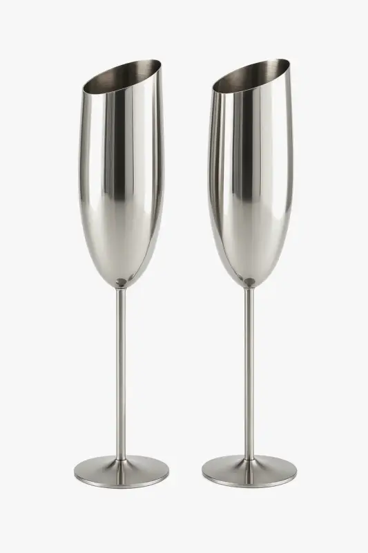 Elegant festive tulip-style textured stainless steel champagne glass Marque
