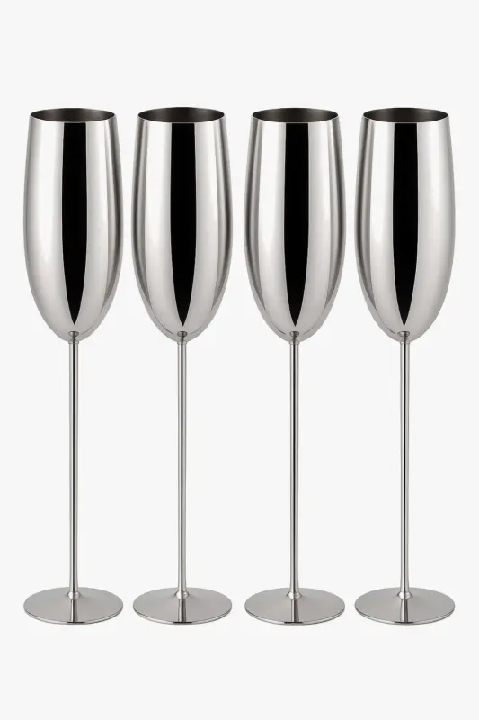Retour Gratuit Textured stainless steel champagne glass goblet