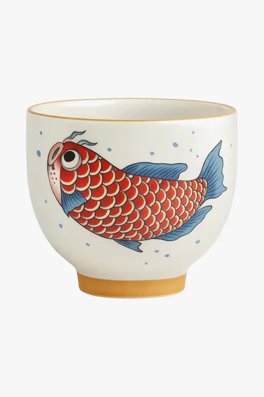Kung fu ceramic tea cup with arowana motif, chinese style Livraison Express