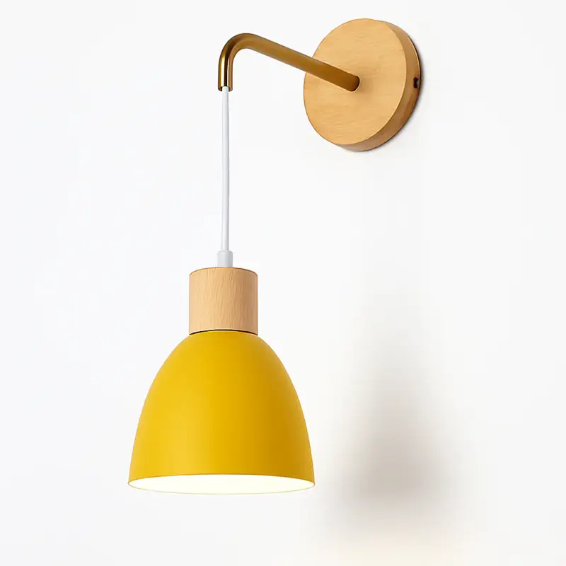 Nordic wooden wall light with switch Prix Bas