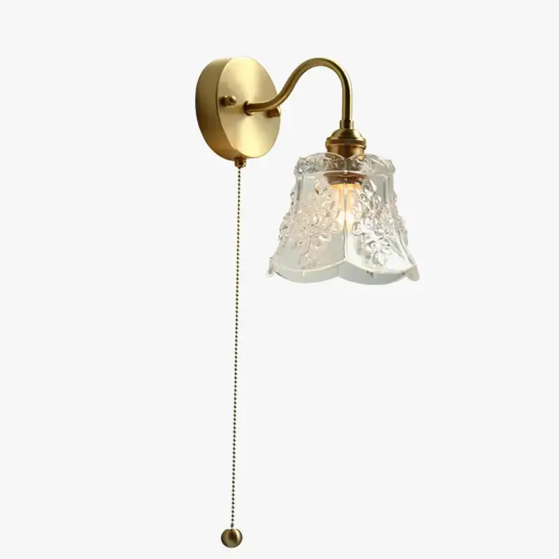 Dernière Chance Nordic glass led bathroom wall light with brass pull switch