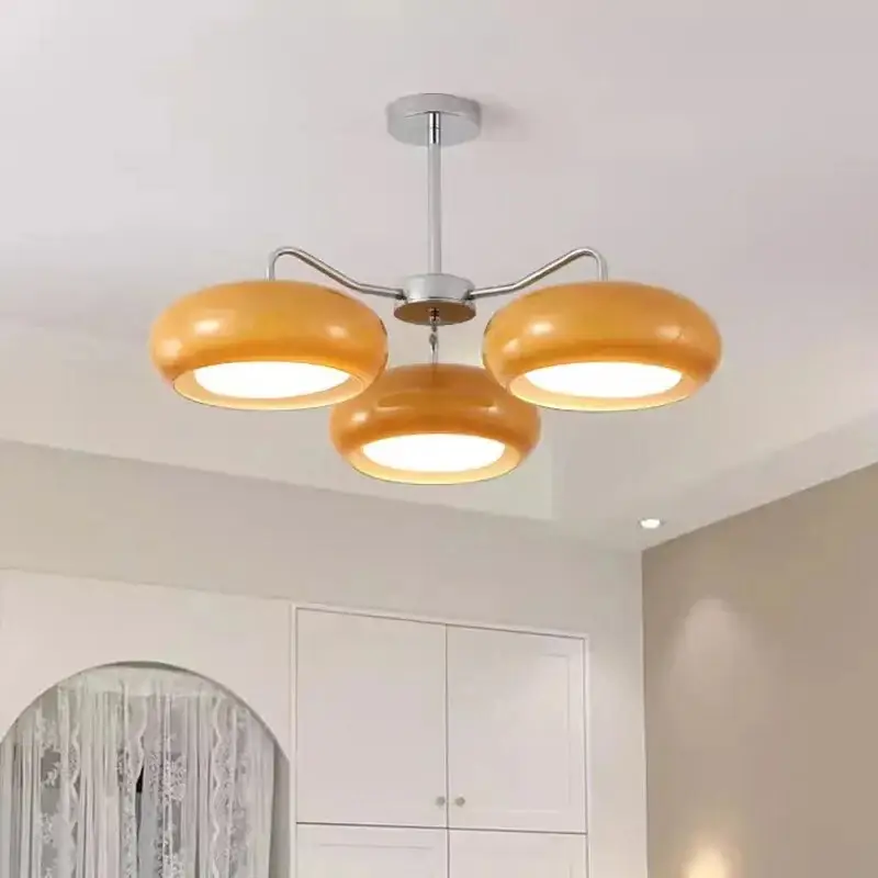 Petit Prix Antique brass and orange medieval glass chandelier