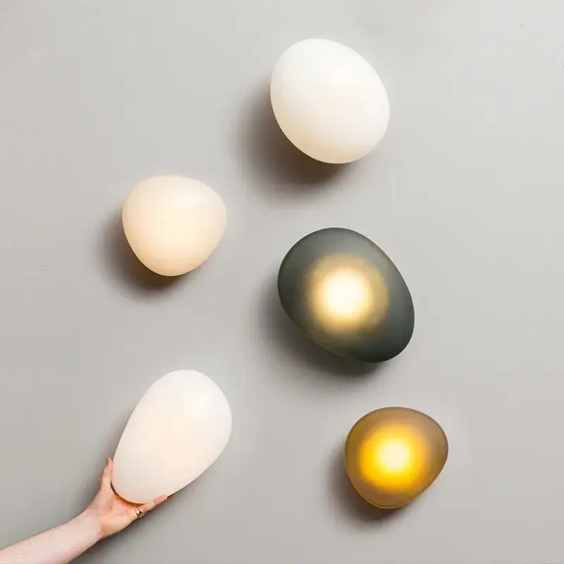 Commander Vite Modern glass pebble led wall light for interior decor, hotel corrid...