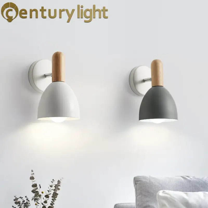 Meilleur Prix Wooden wall light modern bedside wall lamp for bedroom, kitchen or ...
