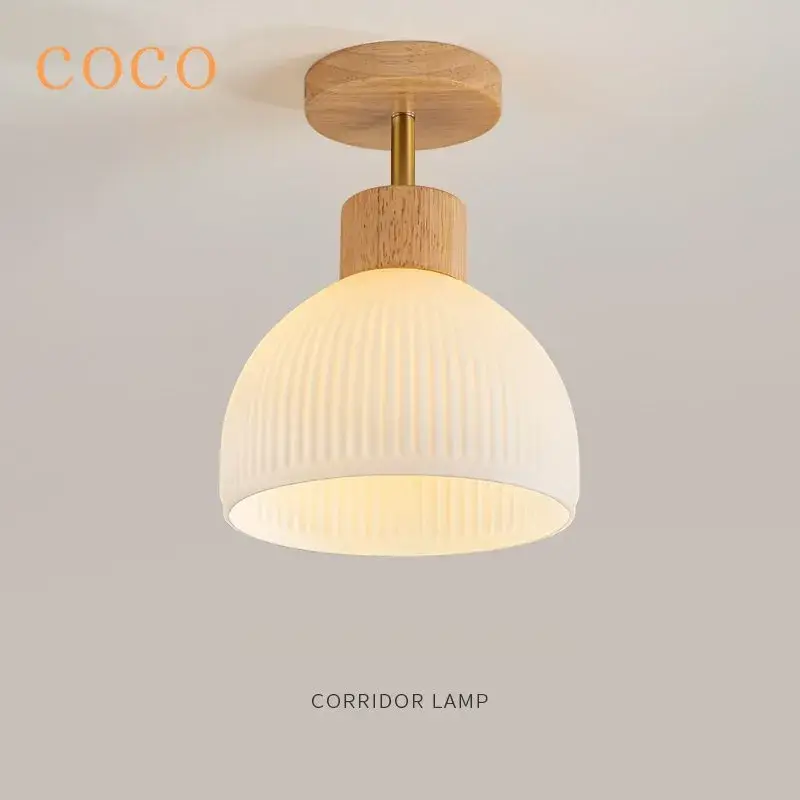 Commande En Gros Wood and glass led ceiling light for corridor, cloakroom, and balcony