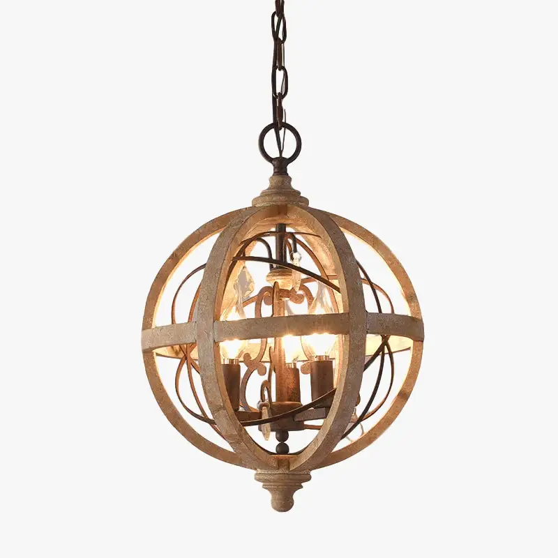 Antique wooden globe chandelier Expédié Aujourd'hui