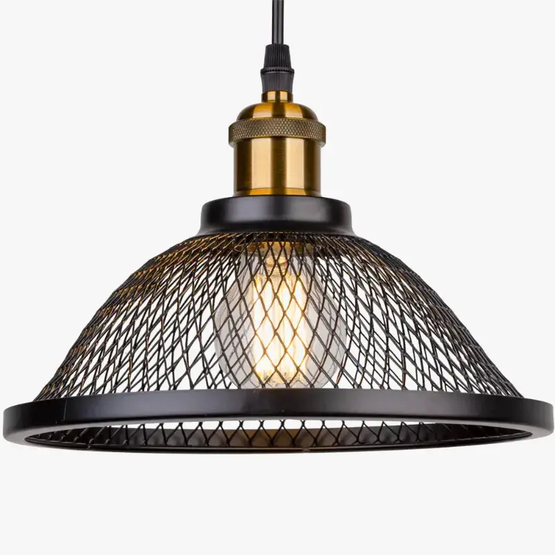 Vintage retro black iron net-cage pendant light e27 led for kitchen… Solde