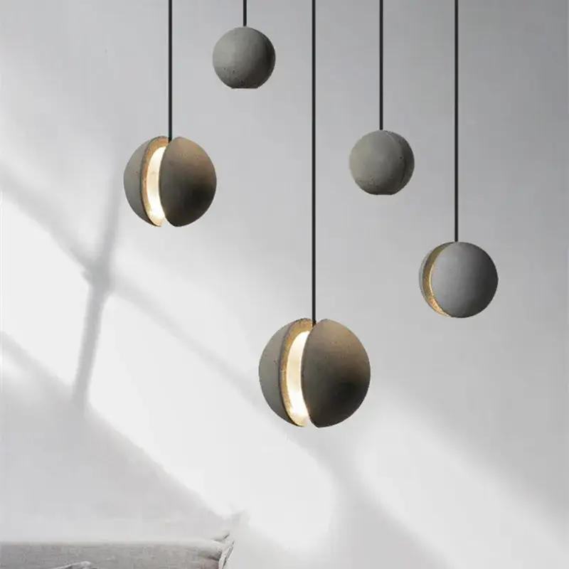 Prix Réduit Round concrete pendant lamp for cafe, bar, dining room, kitchen isl...