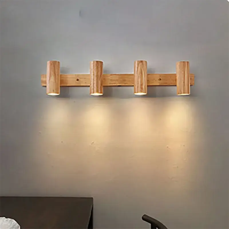 Original nordic wooden led wall light with multi-angle adjustable s... Prix Promo