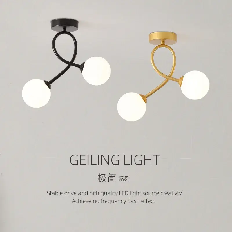 Dernier Modèle Black and gold glass ceiling light for hallway, balcony, entryway, ...